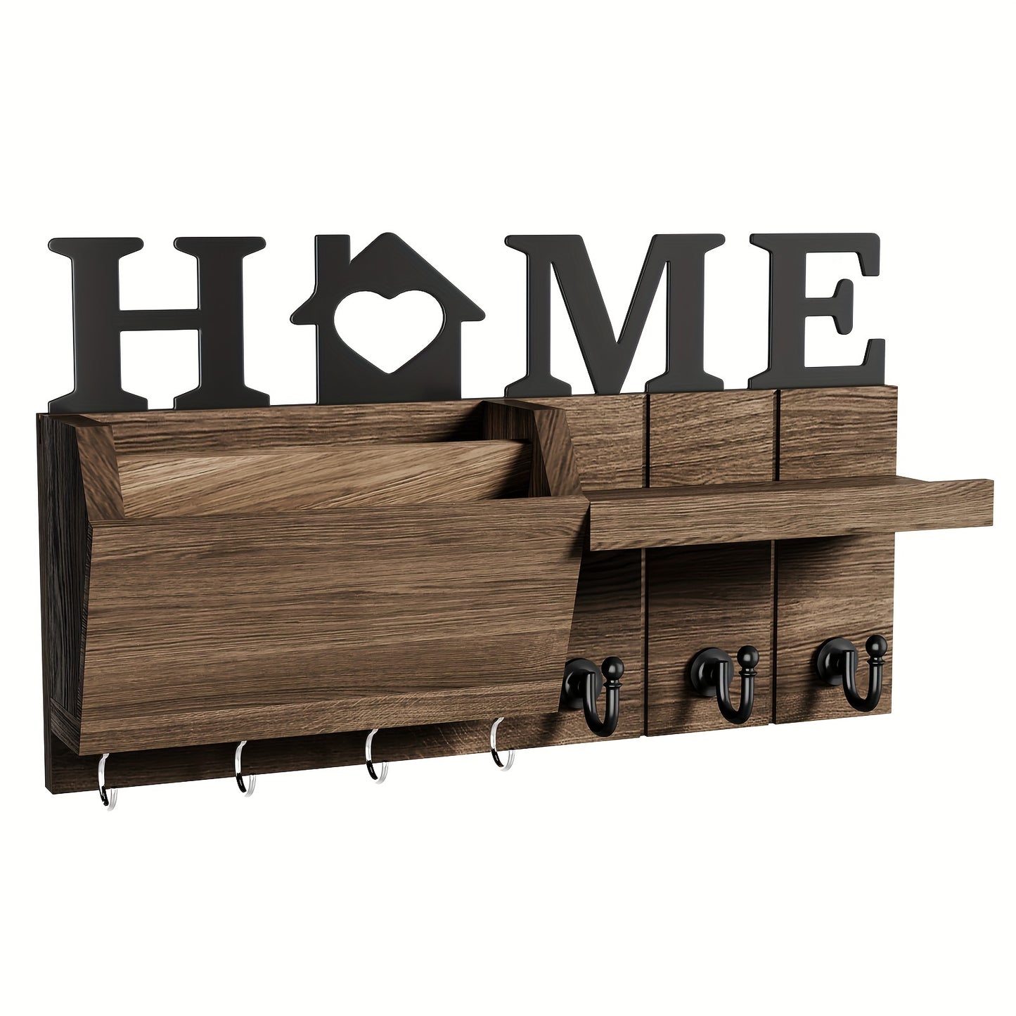 Rustic wall organizer in solid white birch wood