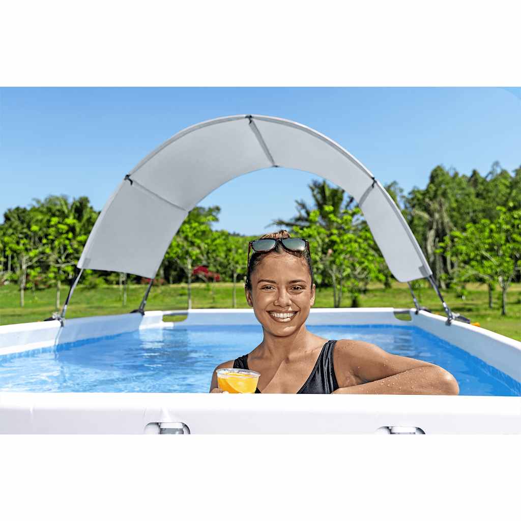 Toldo para piscina acima do solo branco