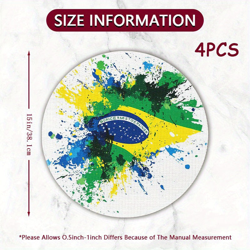 Placemats with the Brazilian flag, 4 pieces