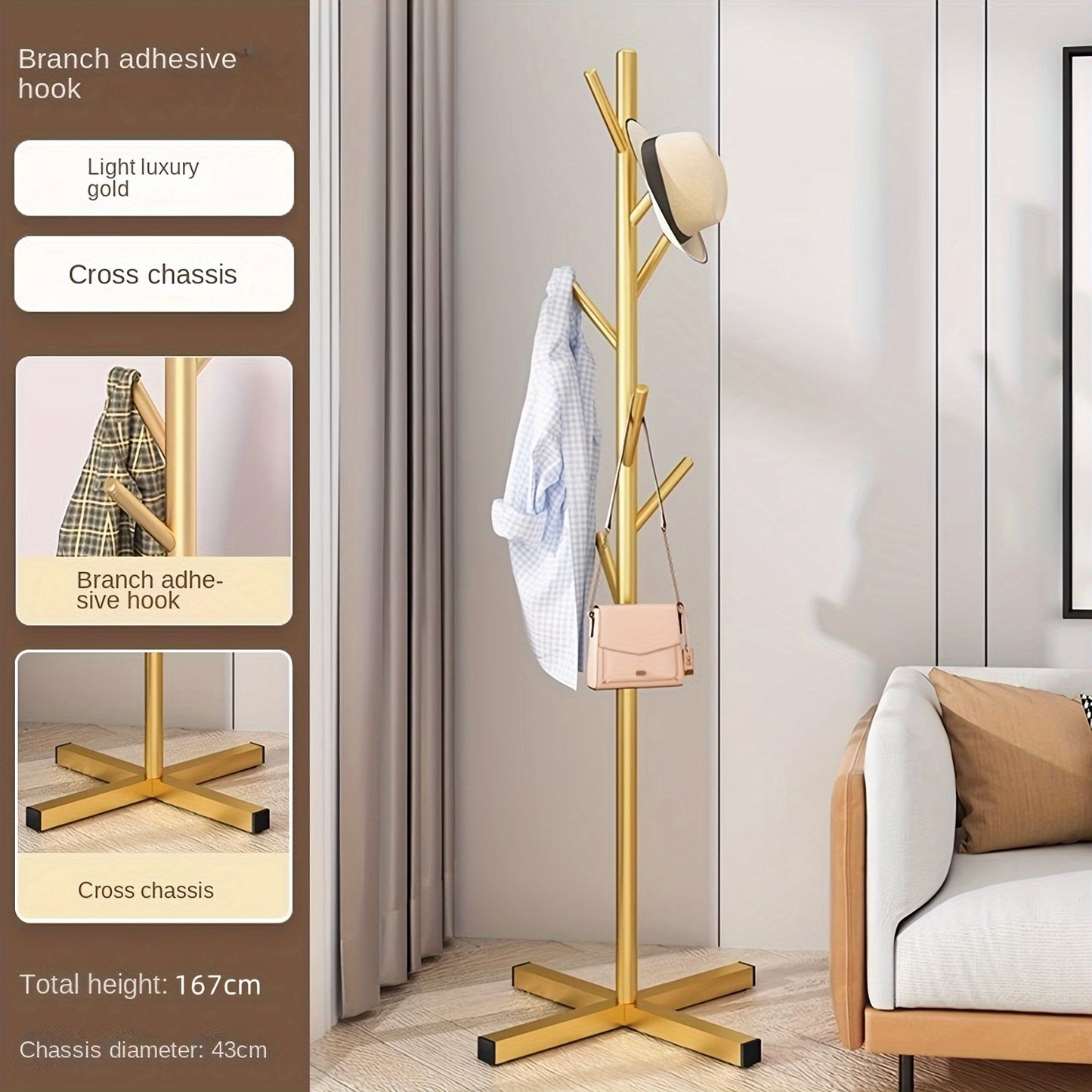 Freestanding metal coat rack