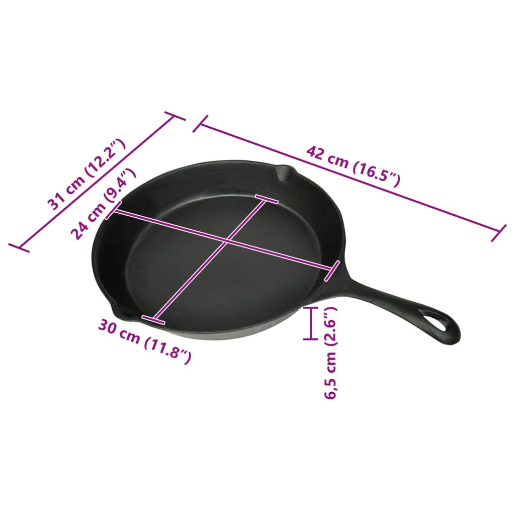 Frigideira de ferro fundido redonda 30 cm