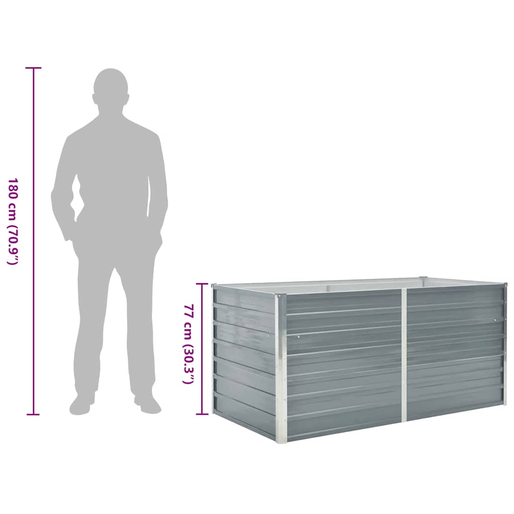 Canteiro de jardim elevado 160x80x77cm aço galvanizado cinzento