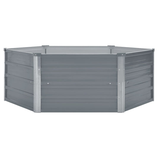 Canteiro jardim elevado 129x129x46cm aço galvanizado cinzento