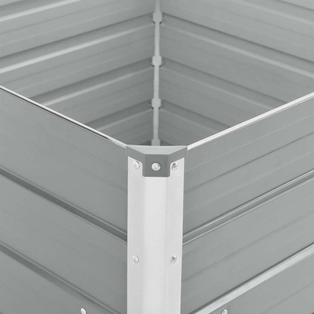 Canteiro jardim elevado 100x100x77cm aço galvanizado cinzento