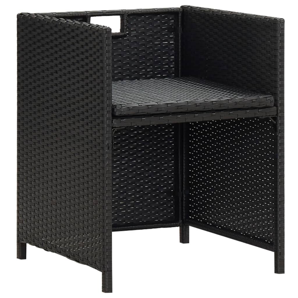 Cadeiras de jardim 2 pcs c/ almofadões, almofadas vime PE preto