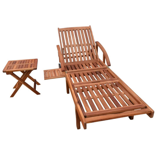 Espreguiçadeira com mesa madeira acácia maciça