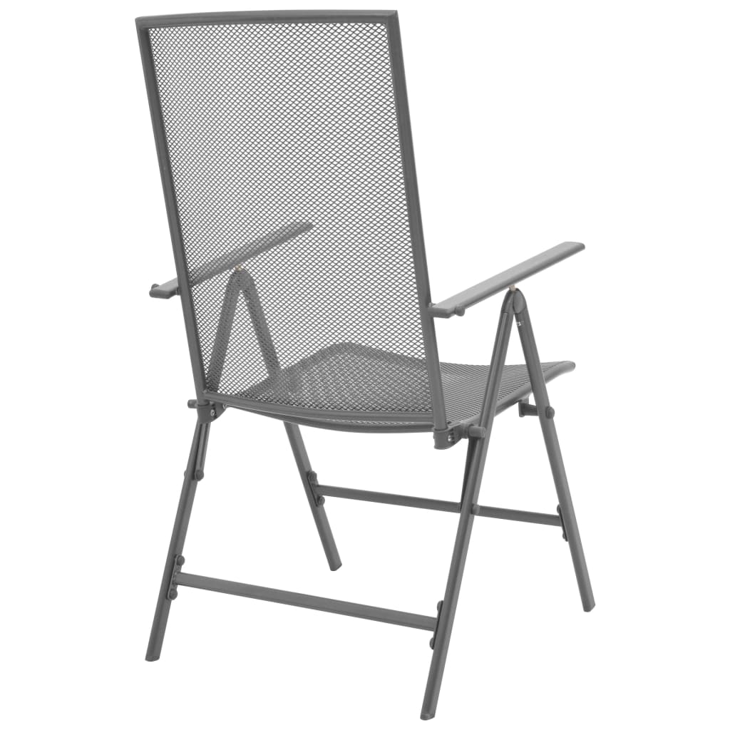Cadeiras de jardim empilháveis 2 pcs aço cinzento