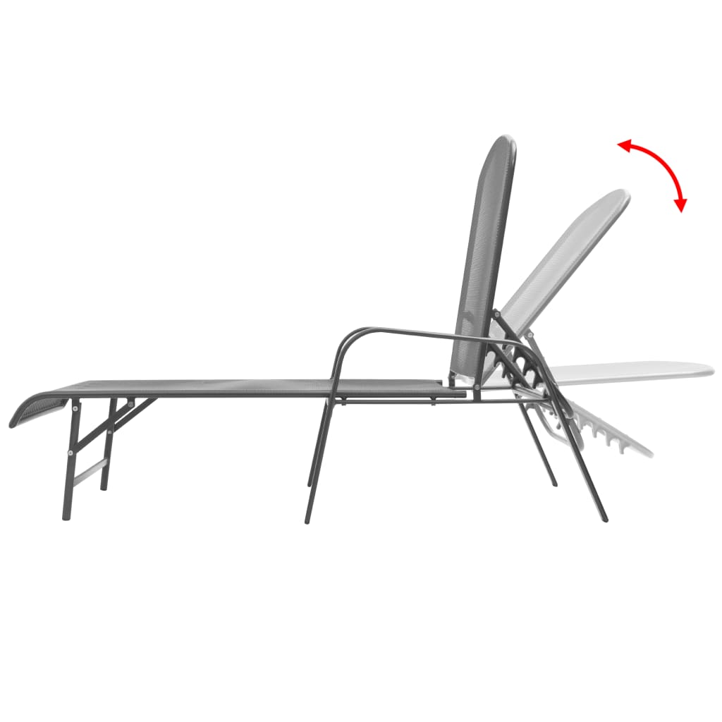 Espreguiçadeiras com mesa 2 pcs aço antracite