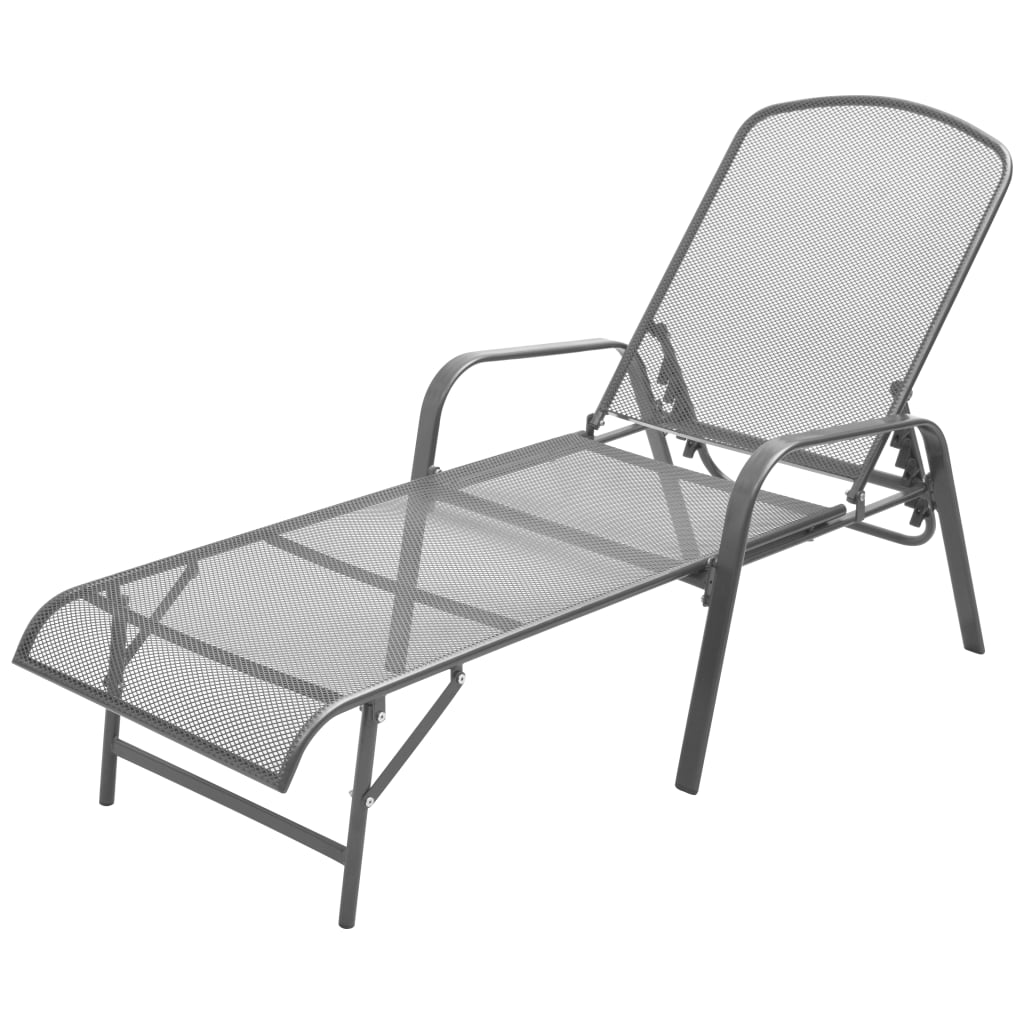 Espreguiçadeiras com mesa 2 pcs aço antracite
