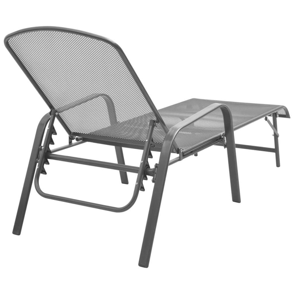Espreguiçadeiras com mesa 2 pcs aço antracite