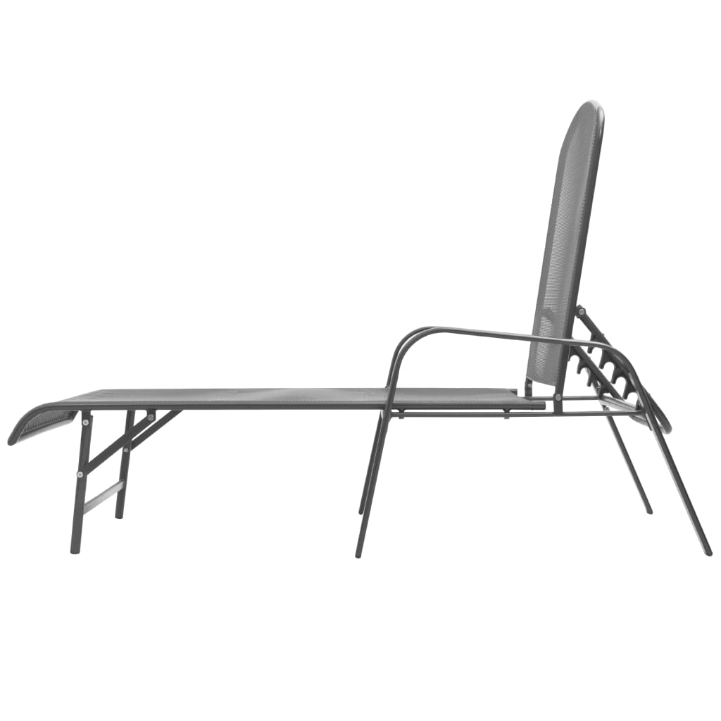 Espreguiçadeiras com mesa 2 pcs aço antracite