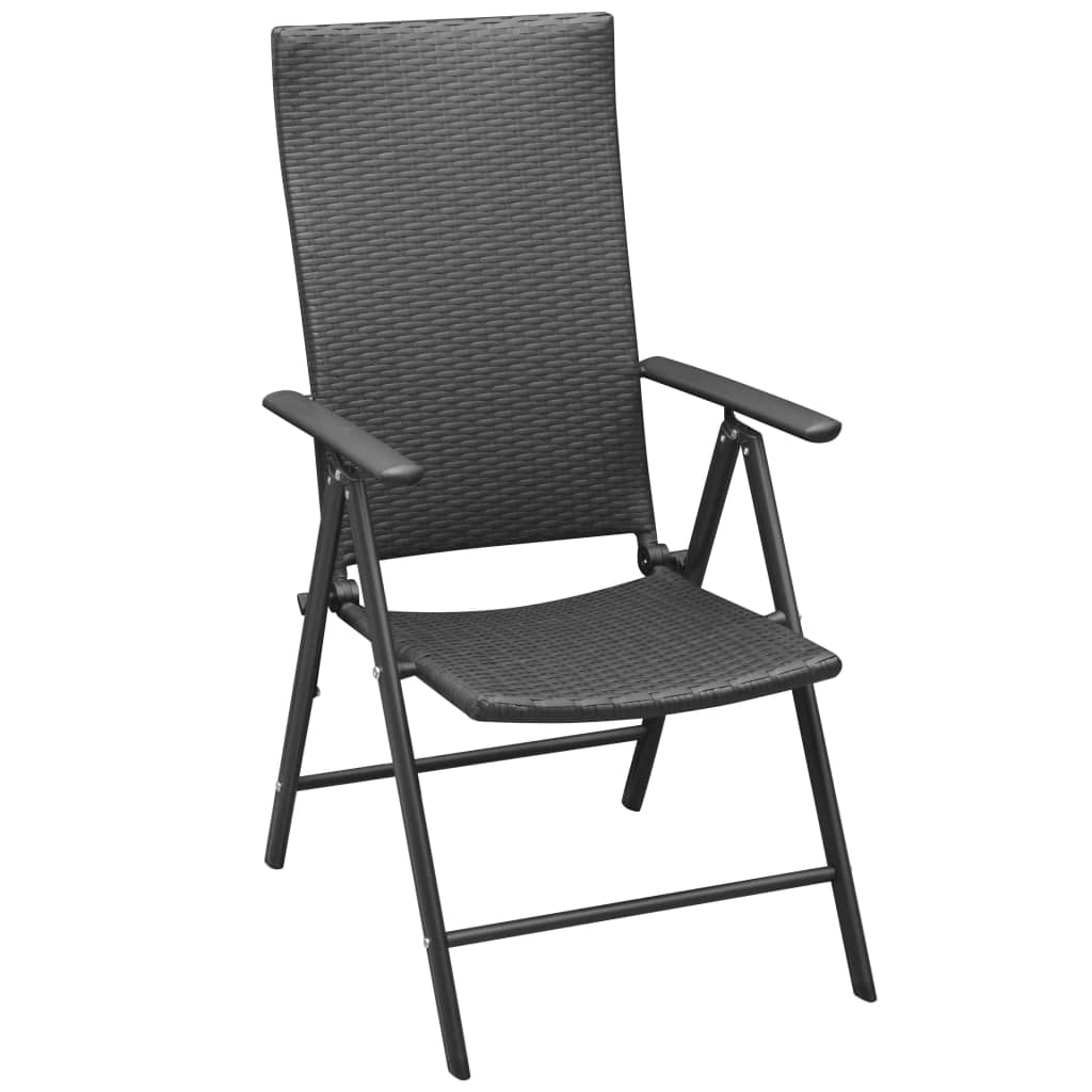 Cadeiras de jardim empilháveis 2 pcs vime PE preto