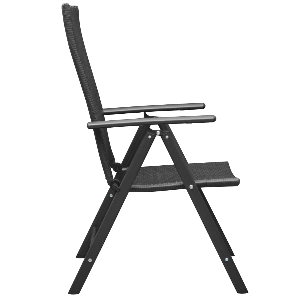 Cadeiras de jardim empilháveis 2 pcs vime PE preto