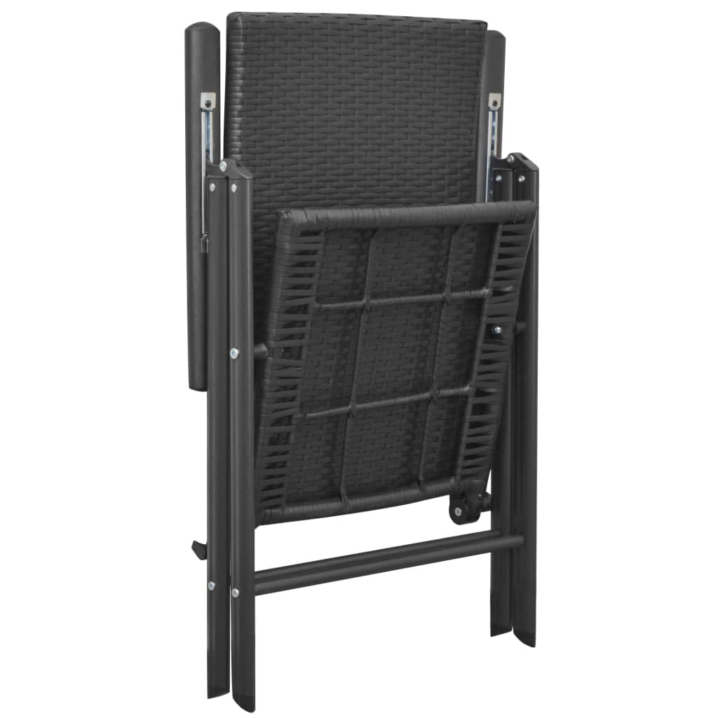 Cadeiras de jardim empilháveis 2 pcs vime PE preto