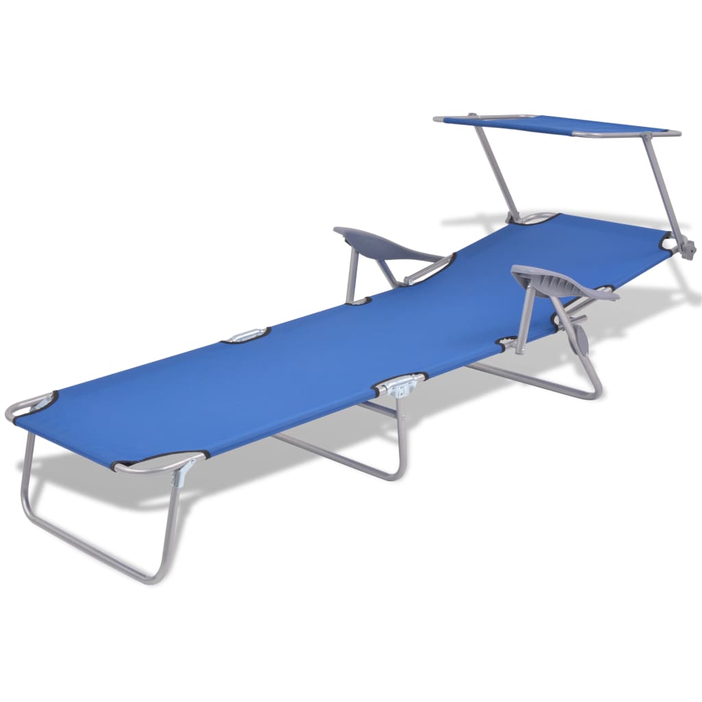 Espreguiçadeira com toldo aço azul