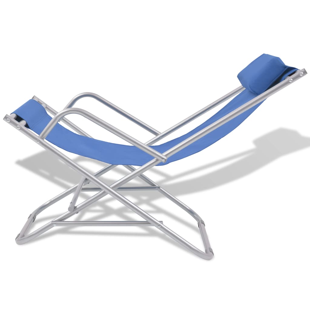 Cadeiras de jardim reclináveis 2 pcs aço azul