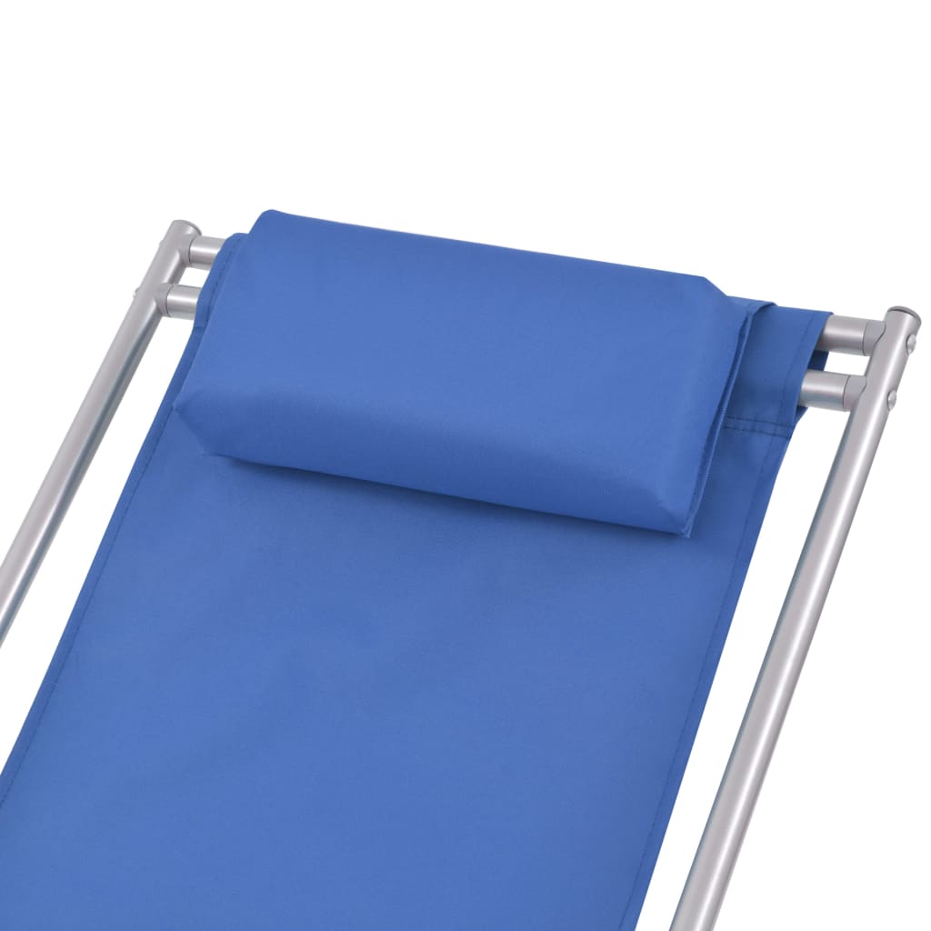 Cadeiras de jardim reclináveis 2 pcs aço azul