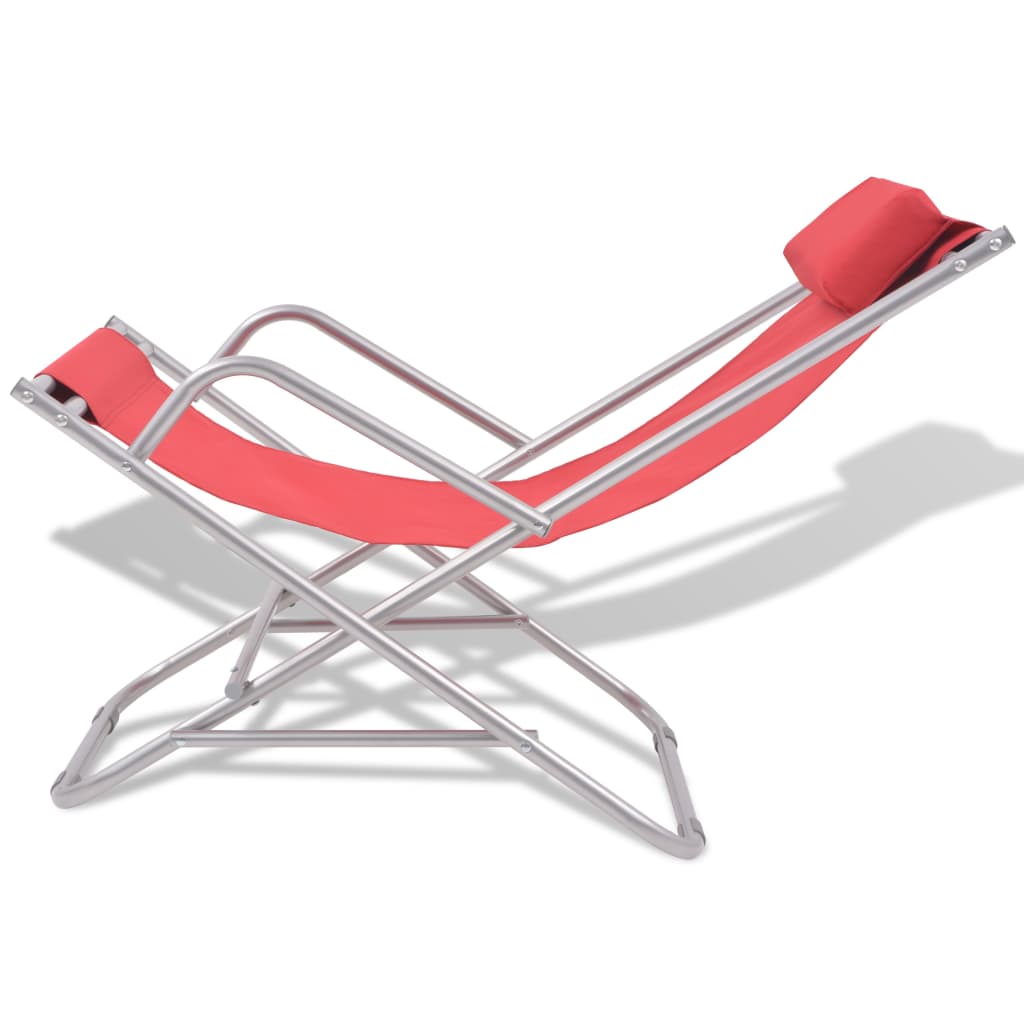 Cadeiras de jardim reclináveis 2 pcs aço vermelho