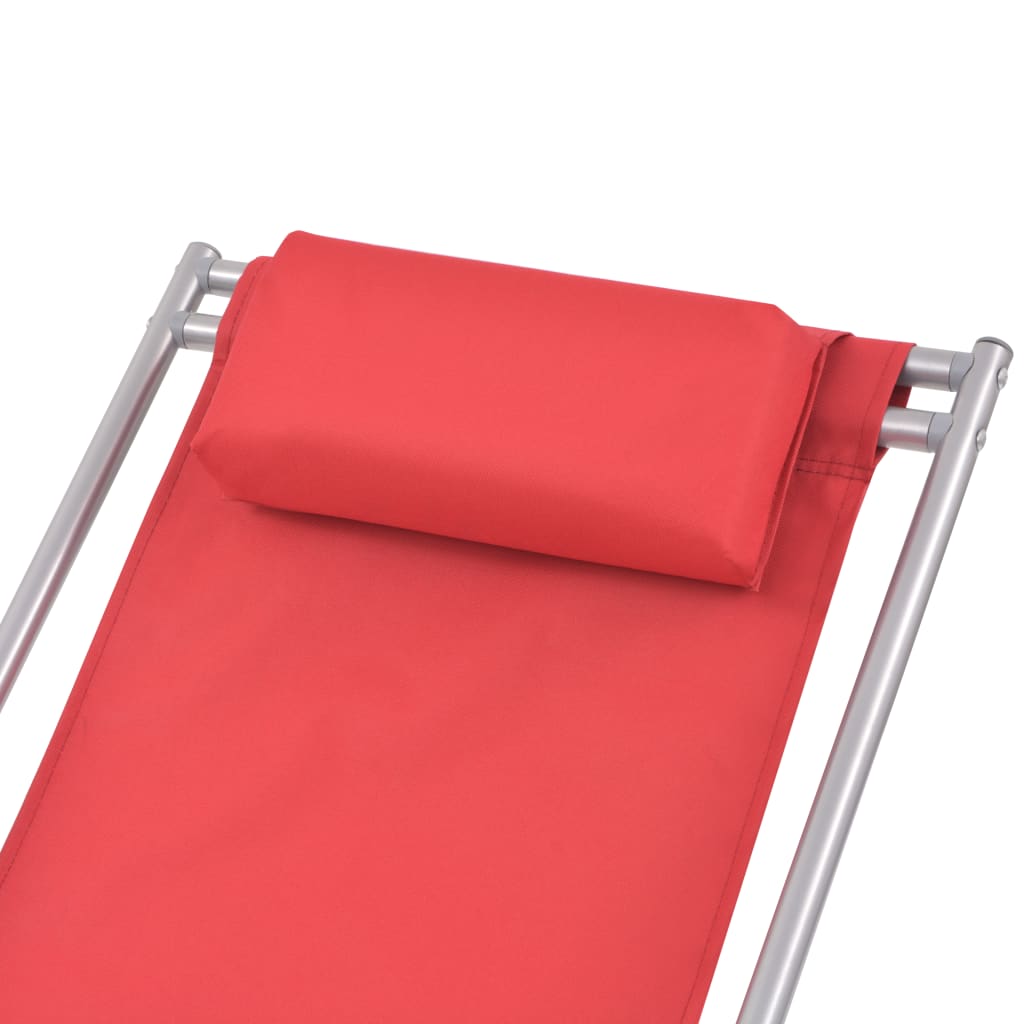 Cadeiras de jardim reclináveis 2 pcs aço vermelho
