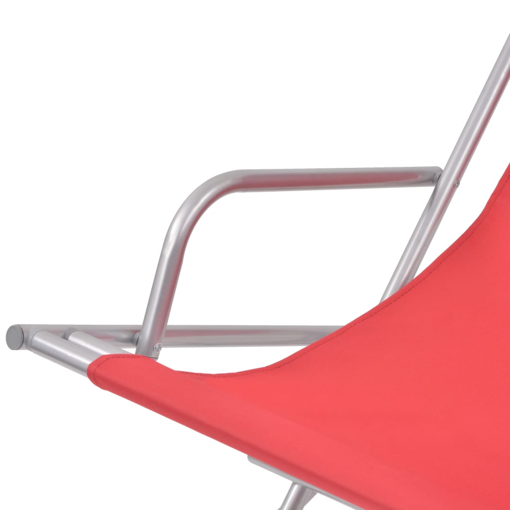 Cadeiras de jardim reclináveis 2 pcs aço vermelho