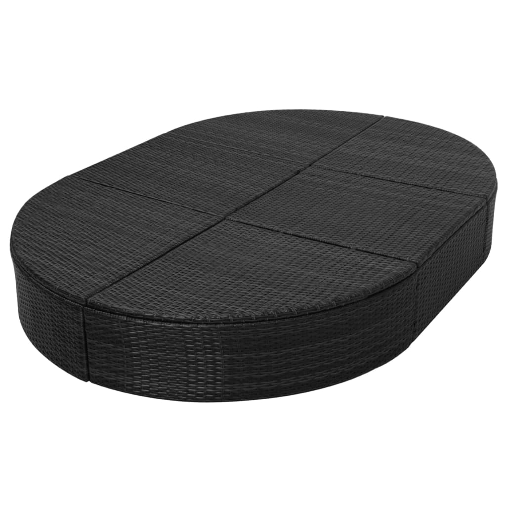 Espreguiçadeira de exterior com almofadão vime PE preto