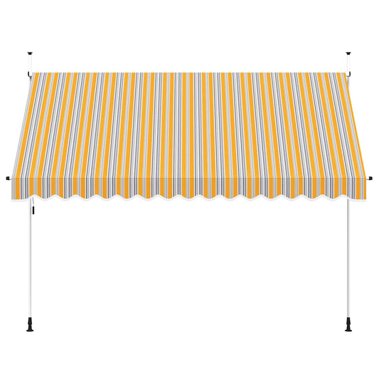 Toldo retrátil manual 350 cm riscas amarelas e azuis