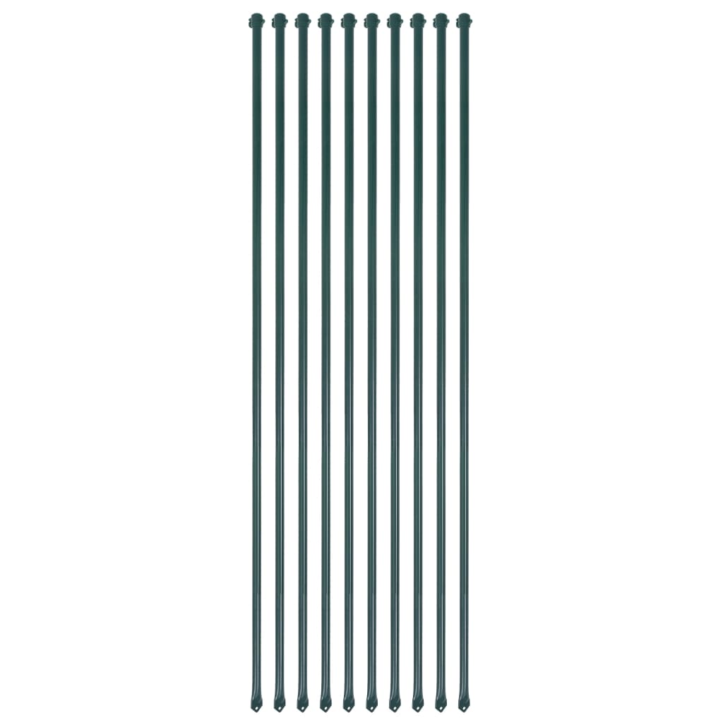 Postes de jardim 10 pcs 1,5 m metal verde