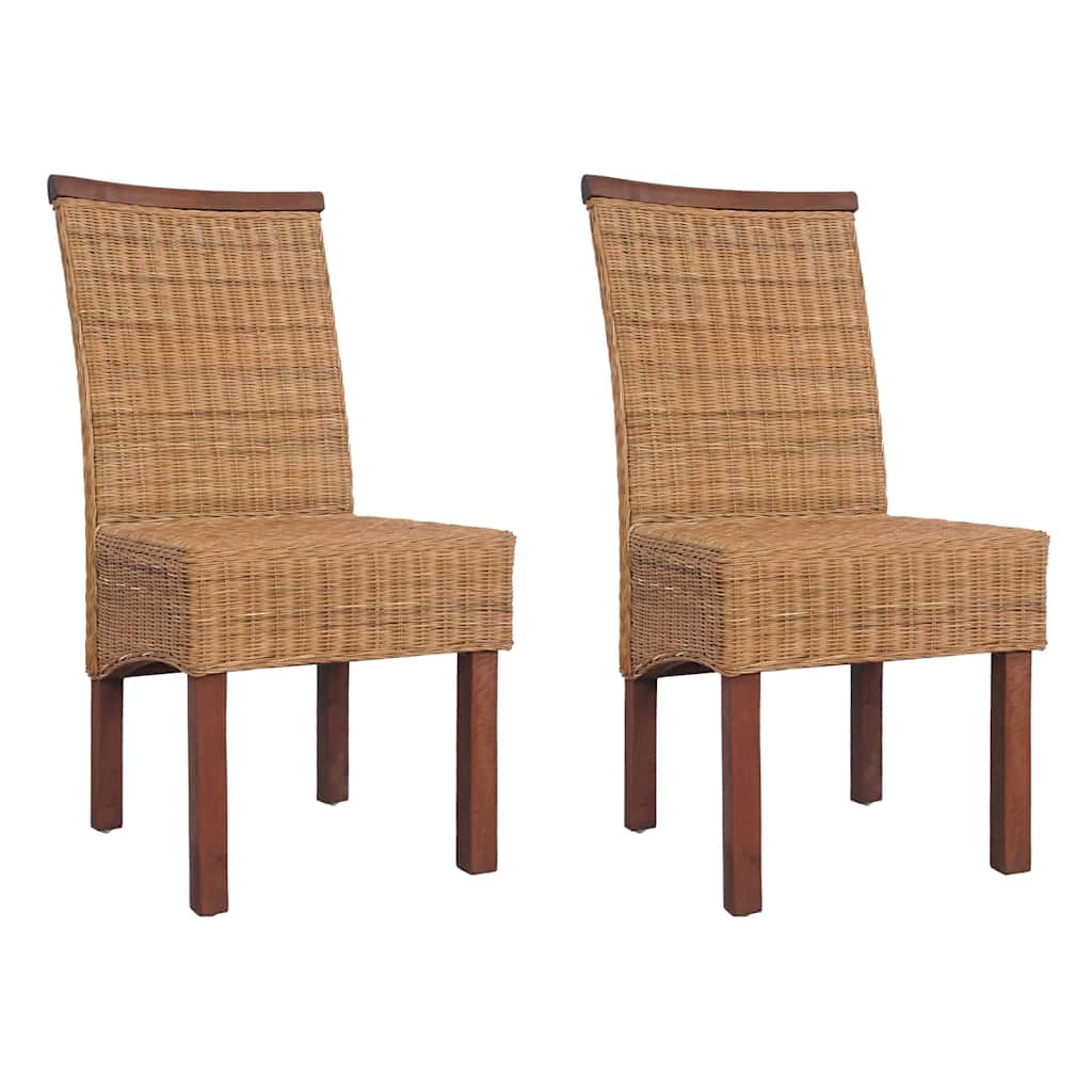 Cadeiras de jantar 2 pcs vime genuíno castanho