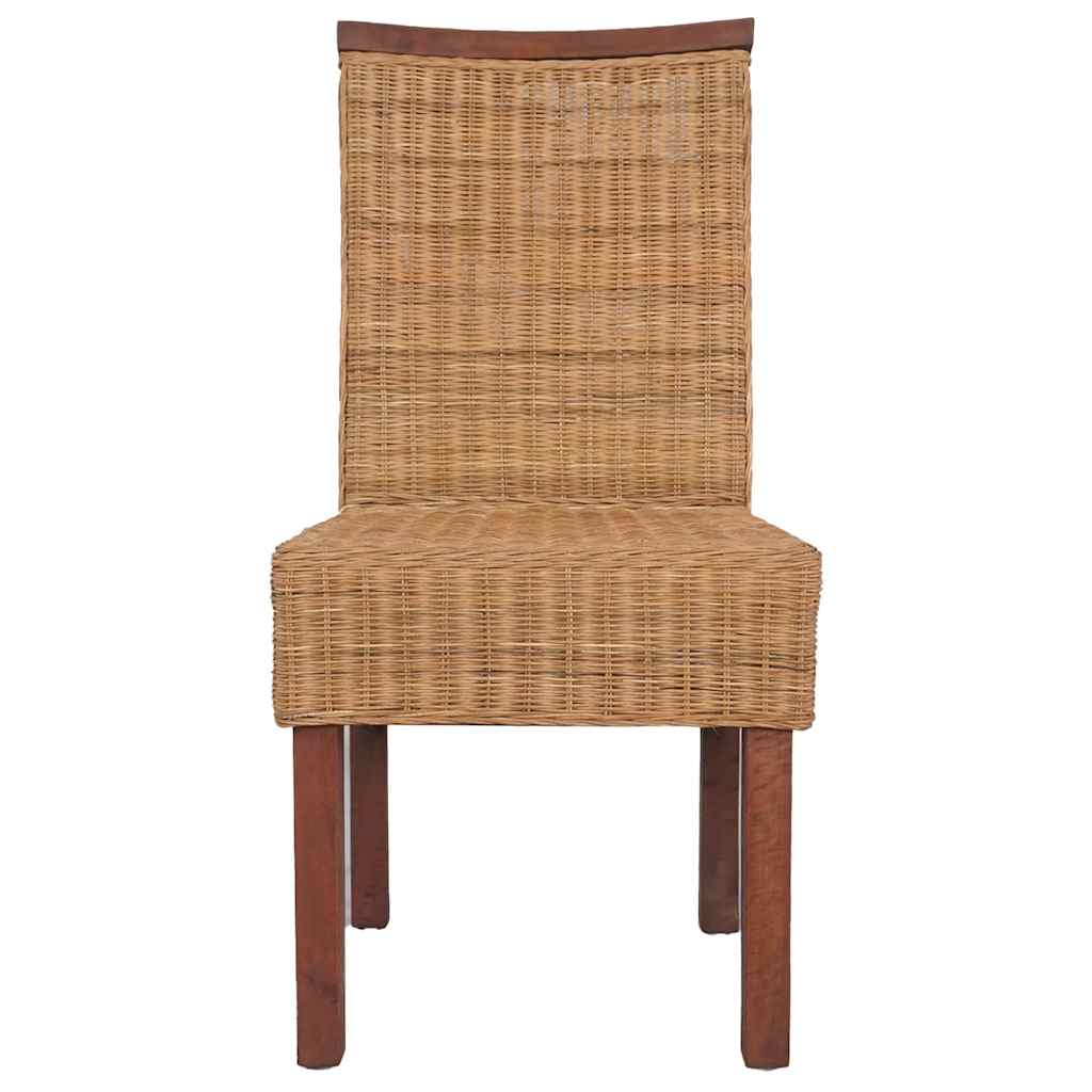 Cadeiras de jantar 2 pcs vime genuíno castanho