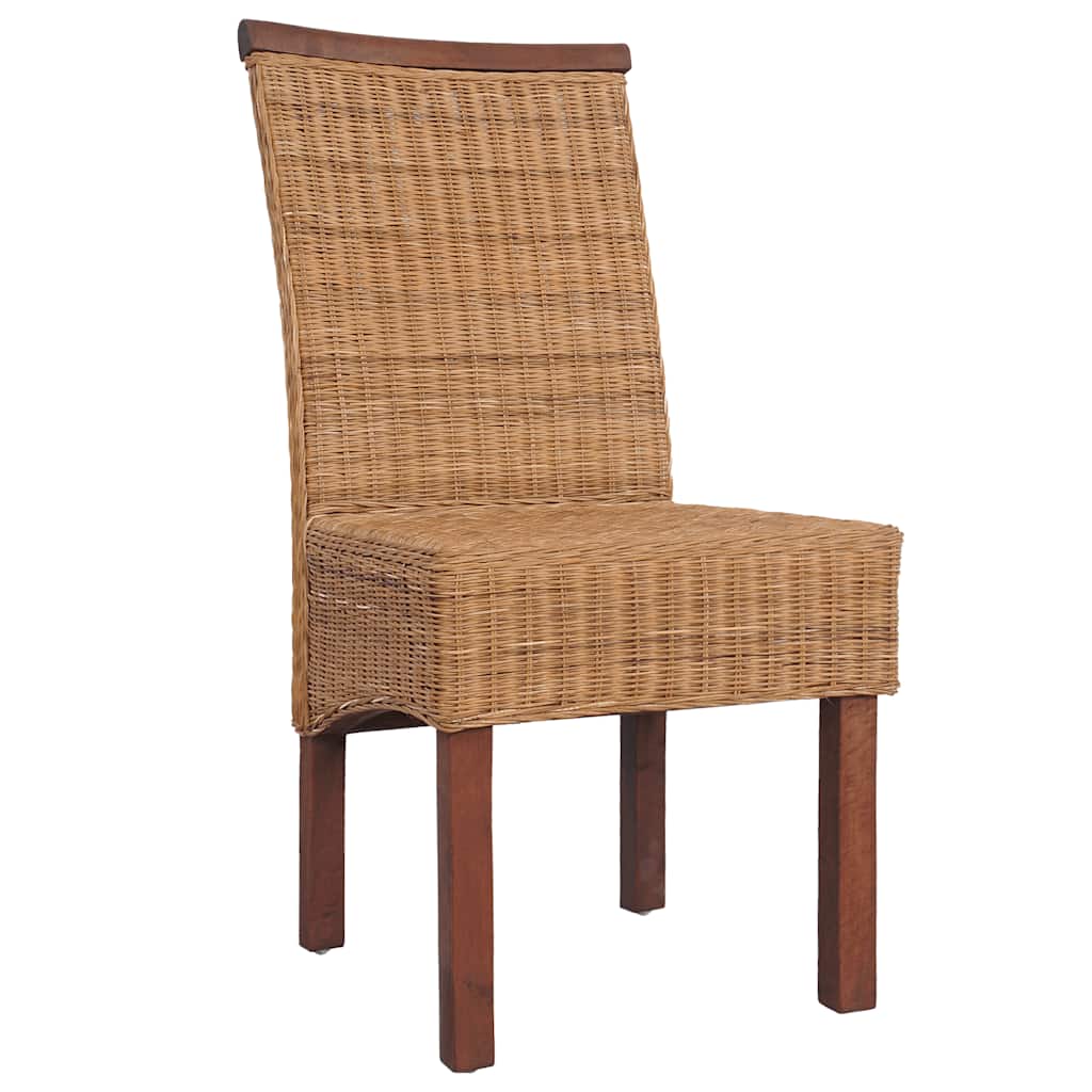 Cadeiras de jantar 2 pcs vime genuíno castanho