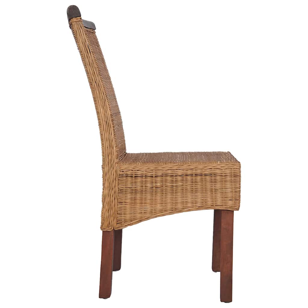 Cadeiras de jantar 2 pcs vime genuíno castanho
