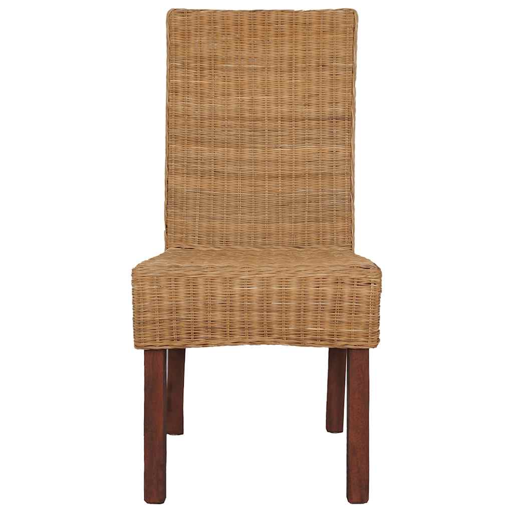Cadeiras de jantar 2 pcs vime genuíno castanho