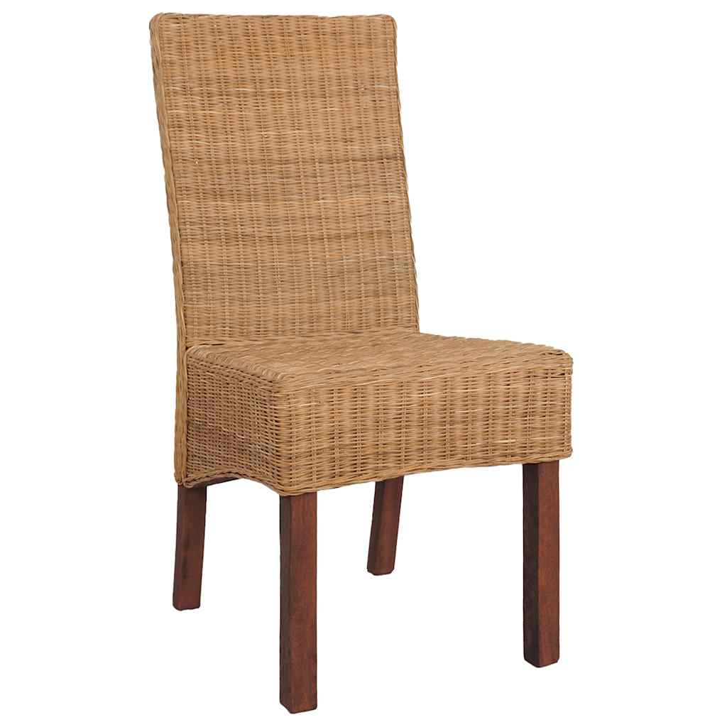 Cadeiras de jantar 2 pcs vime genuíno castanho