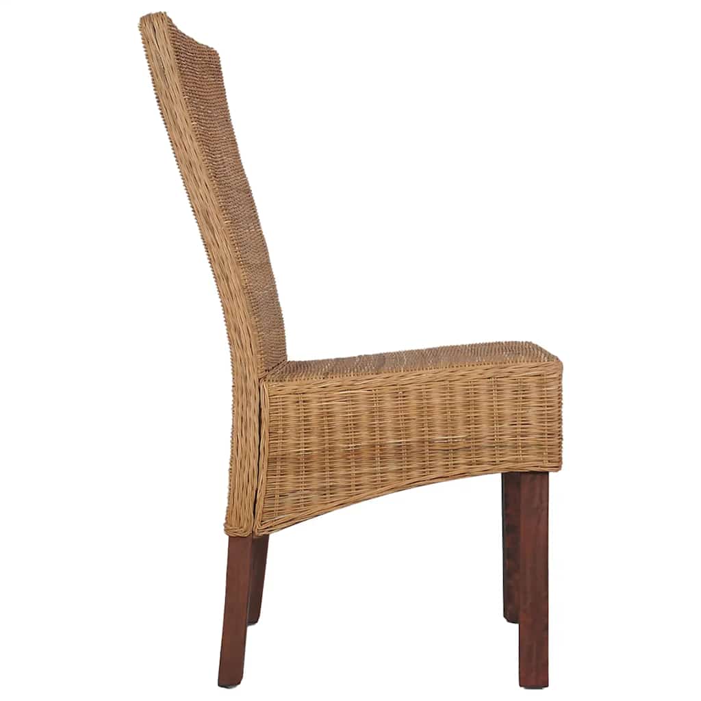 Cadeiras de jantar 2 pcs vime genuíno castanho