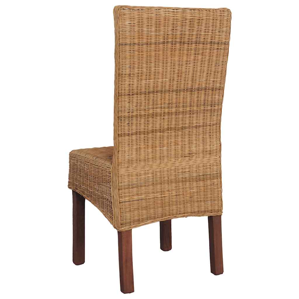Cadeiras de jantar 2 pcs vime genuíno castanho