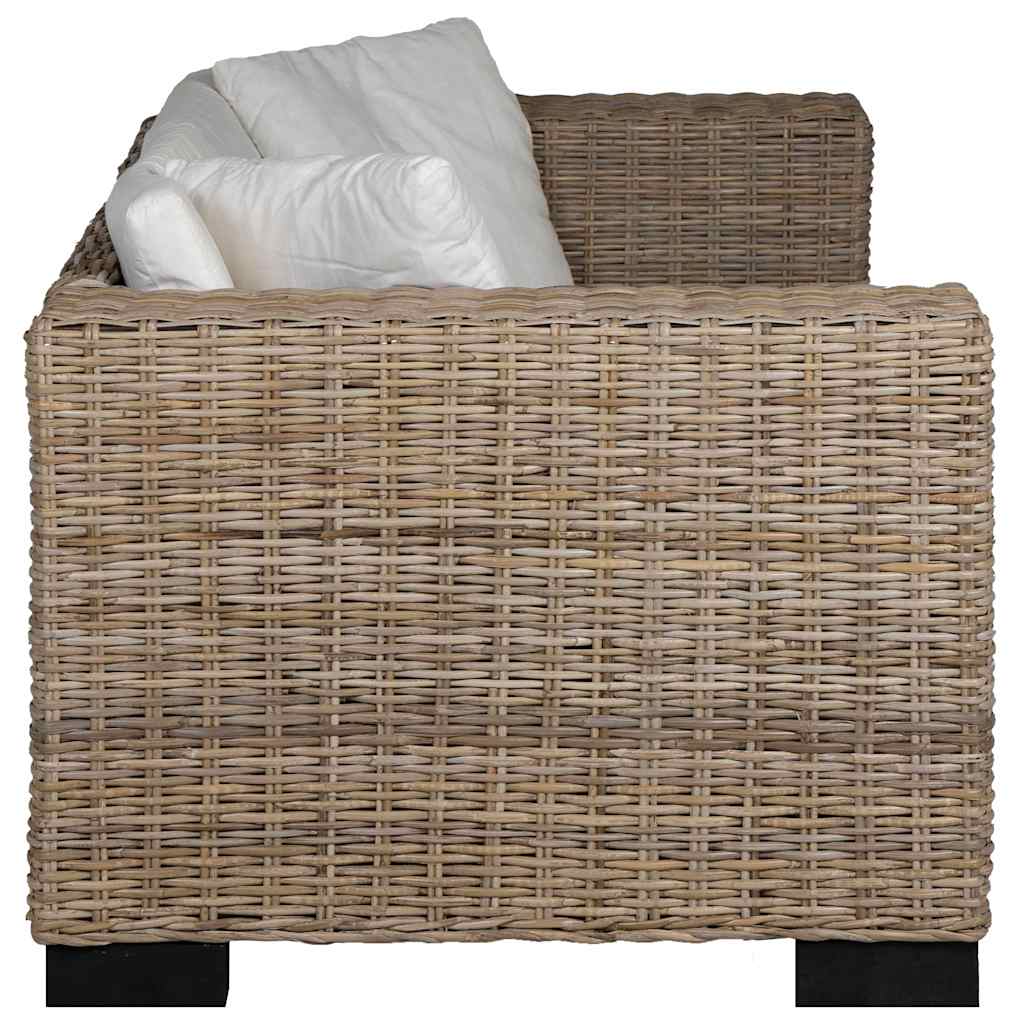 Conjunto de sofá de 2 lugares, 7 pcs, vime genuíno