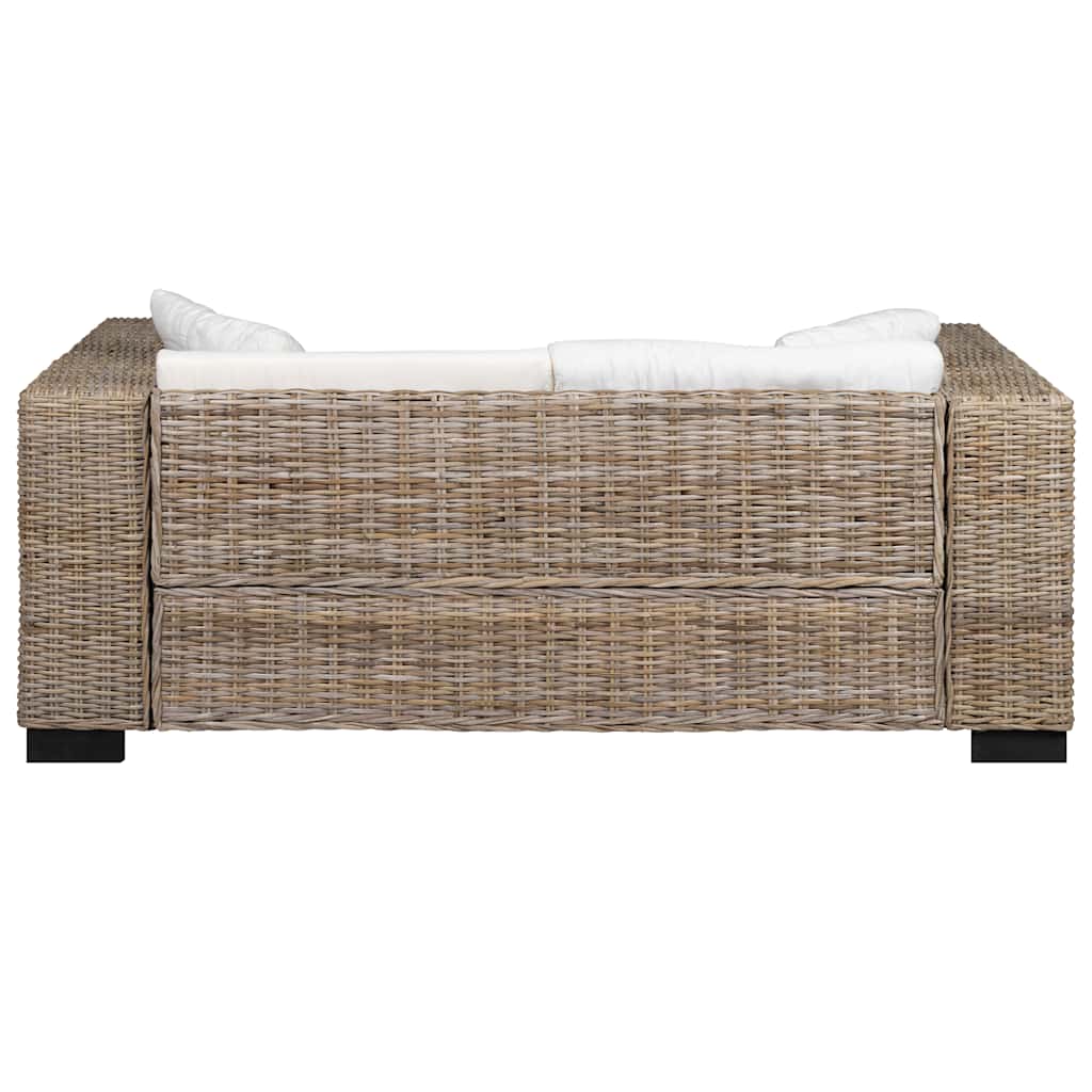 Conjunto de sofá de 2 lugares, 7 pcs, vime genuíno