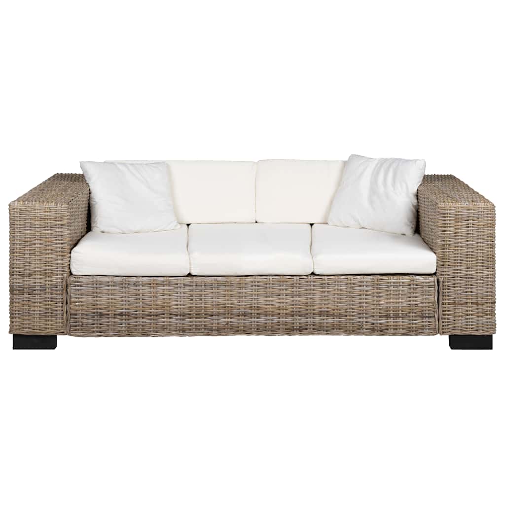 Conjunto de sofás de 3 lugares, 8 pcs, vime genuíno