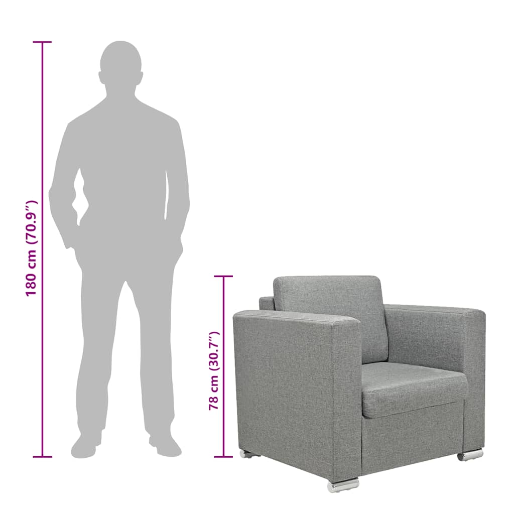 Poltrona em tecido cinzento-claro