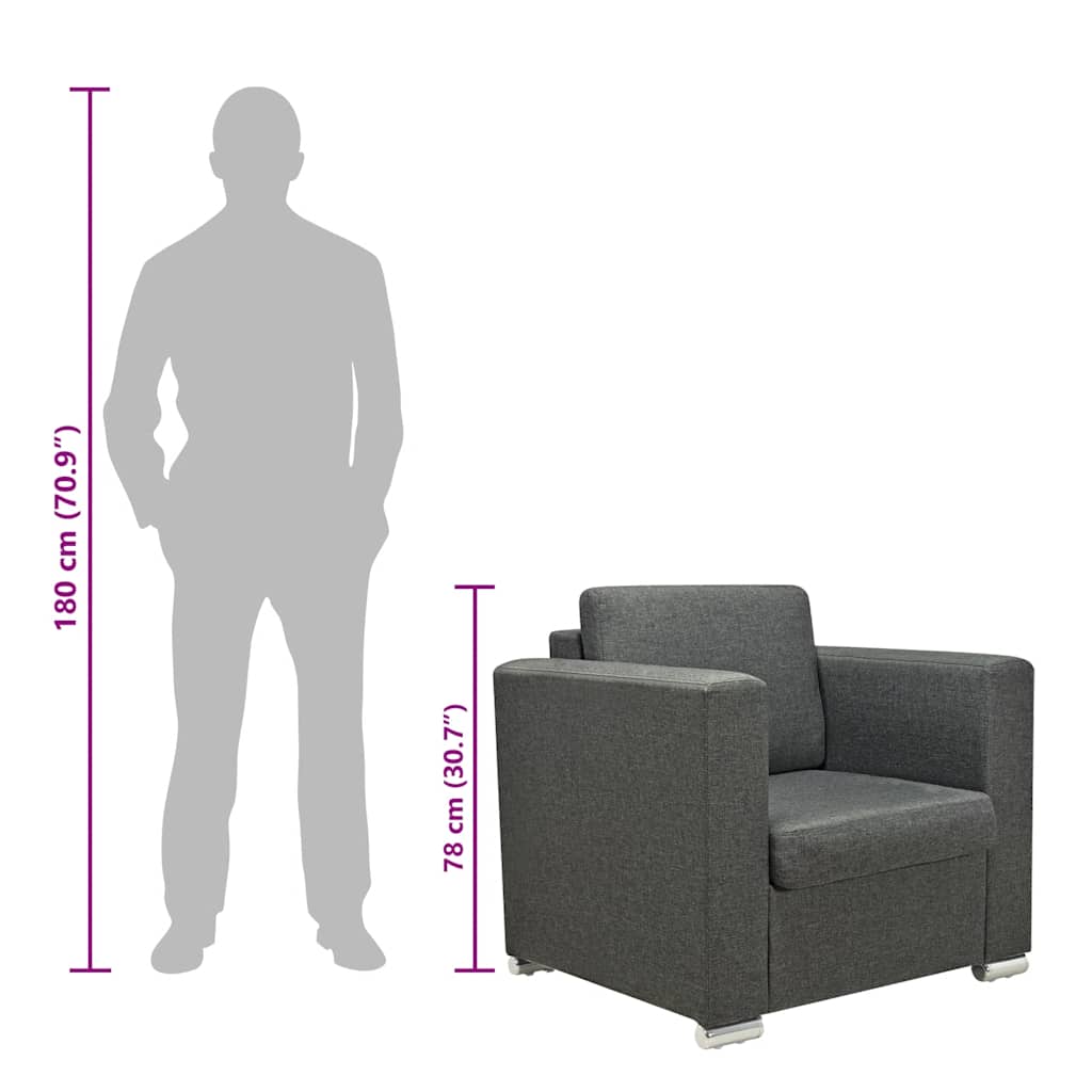 Poltrona em tecido cinzento-escuro