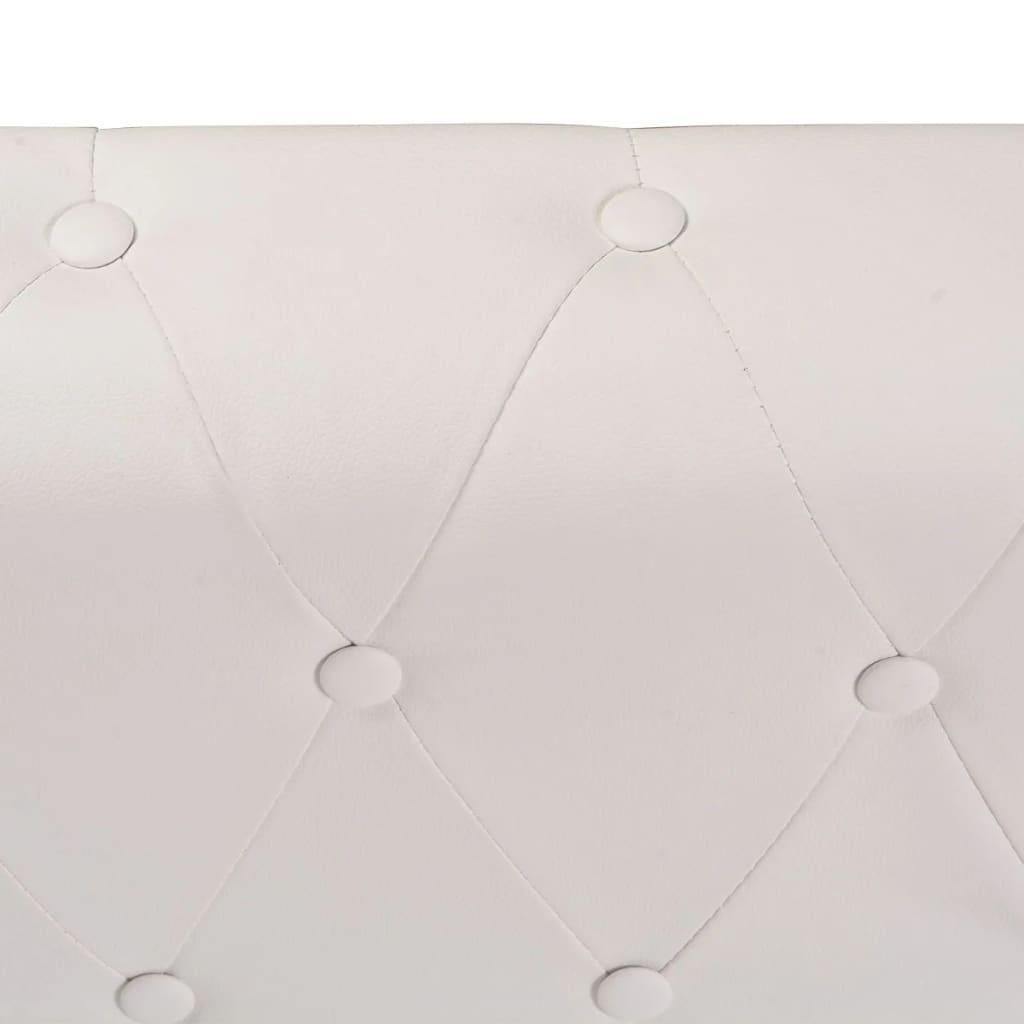 Sofá de canto Chesterfield 5 lugares couro artificial branco