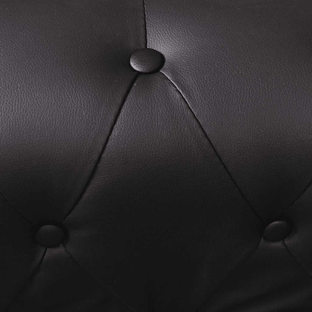 Sofá de canto Chesterfield 5 lugares couro artificial preto