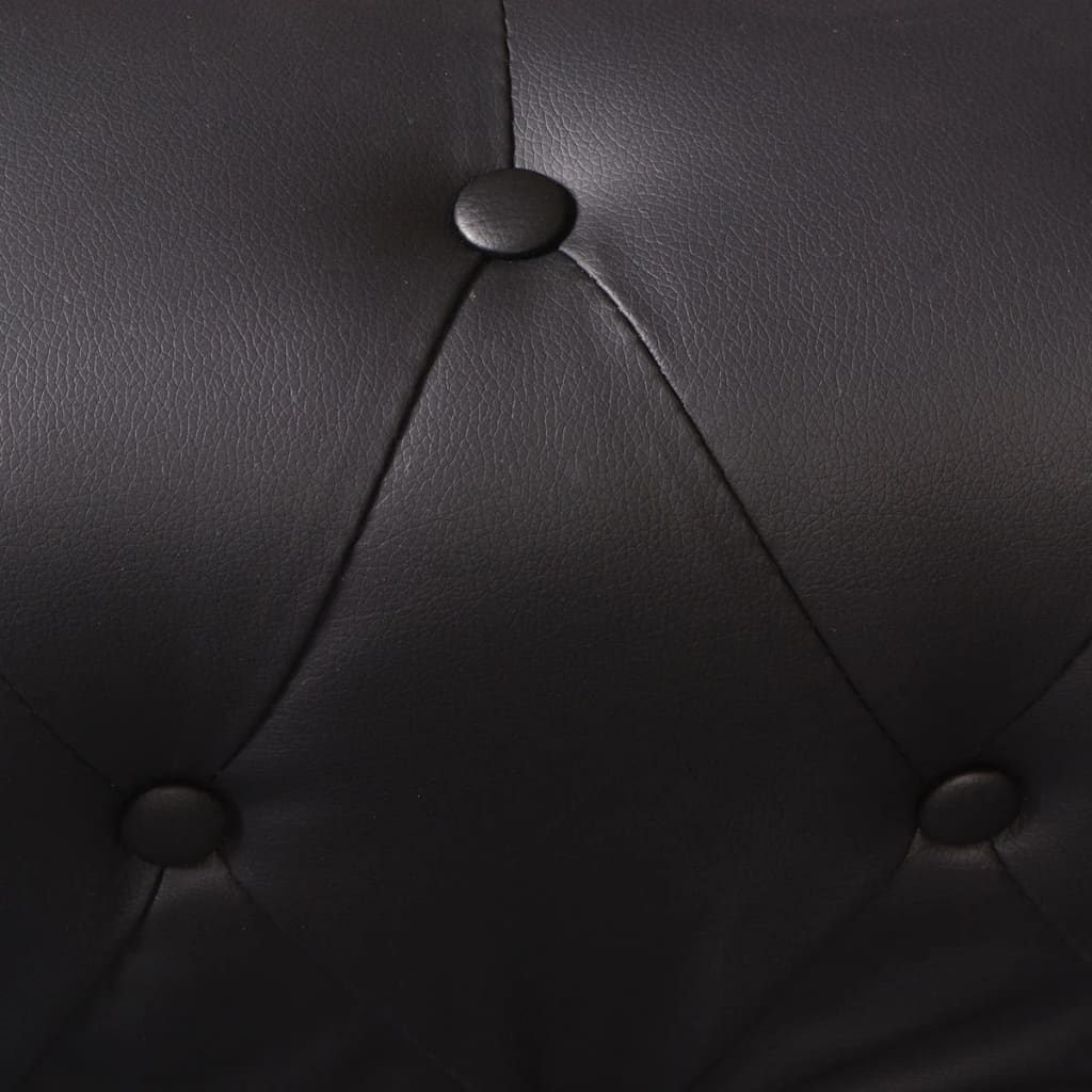 Sofá de canto Chesterfield 6 lugares couro artificial preto