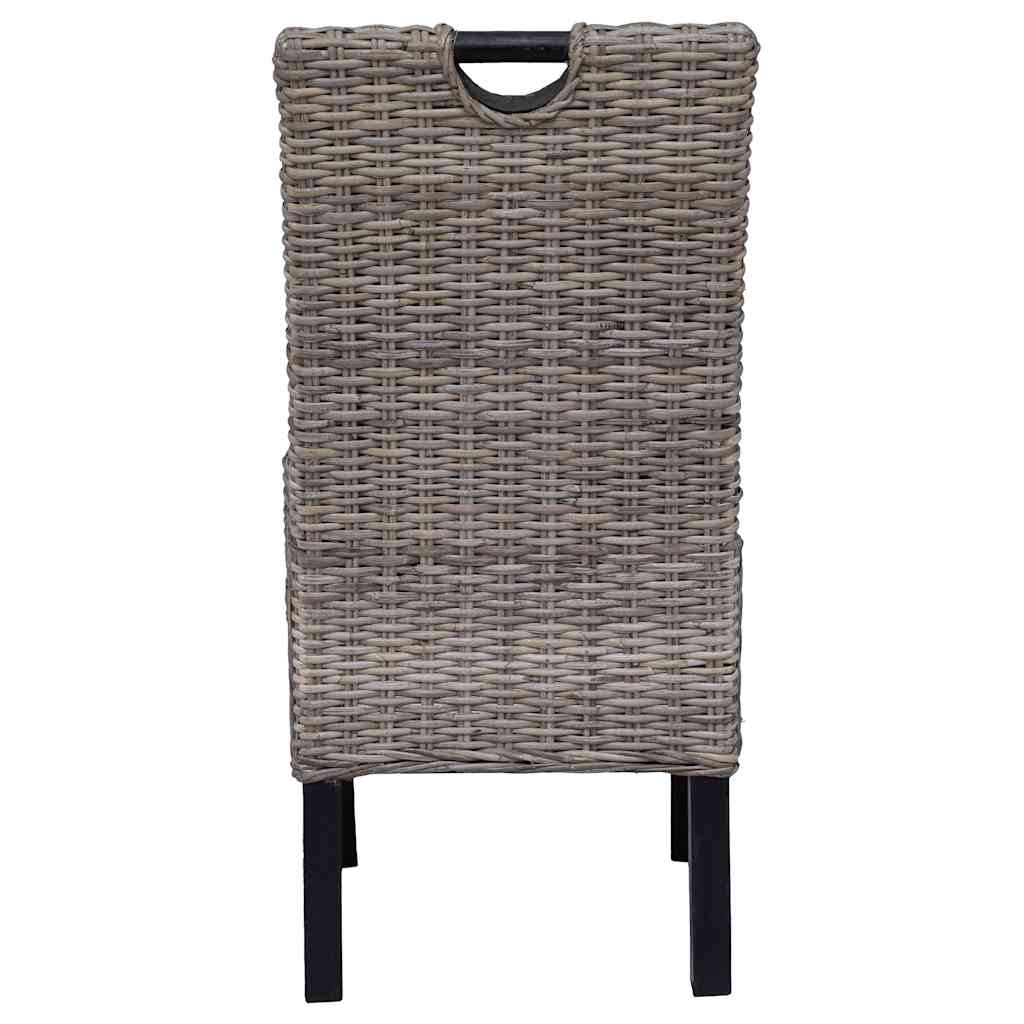 Cadeiras de jantar, 2 pcs, vime Kubu e madeira de mangueira