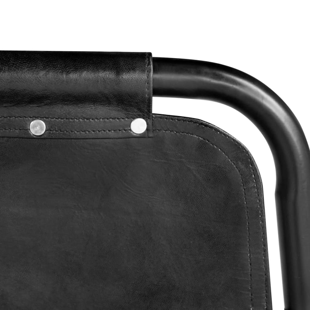 Cadeiras de jantar 2 pcs couro genuíno preto