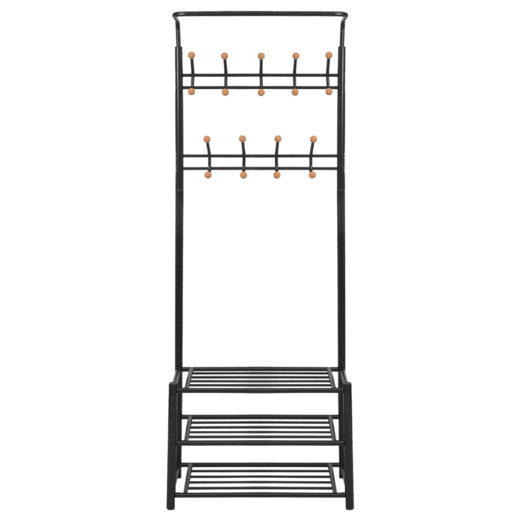 Suporte para roupas com sapateira 68x32x182,5 cm preto