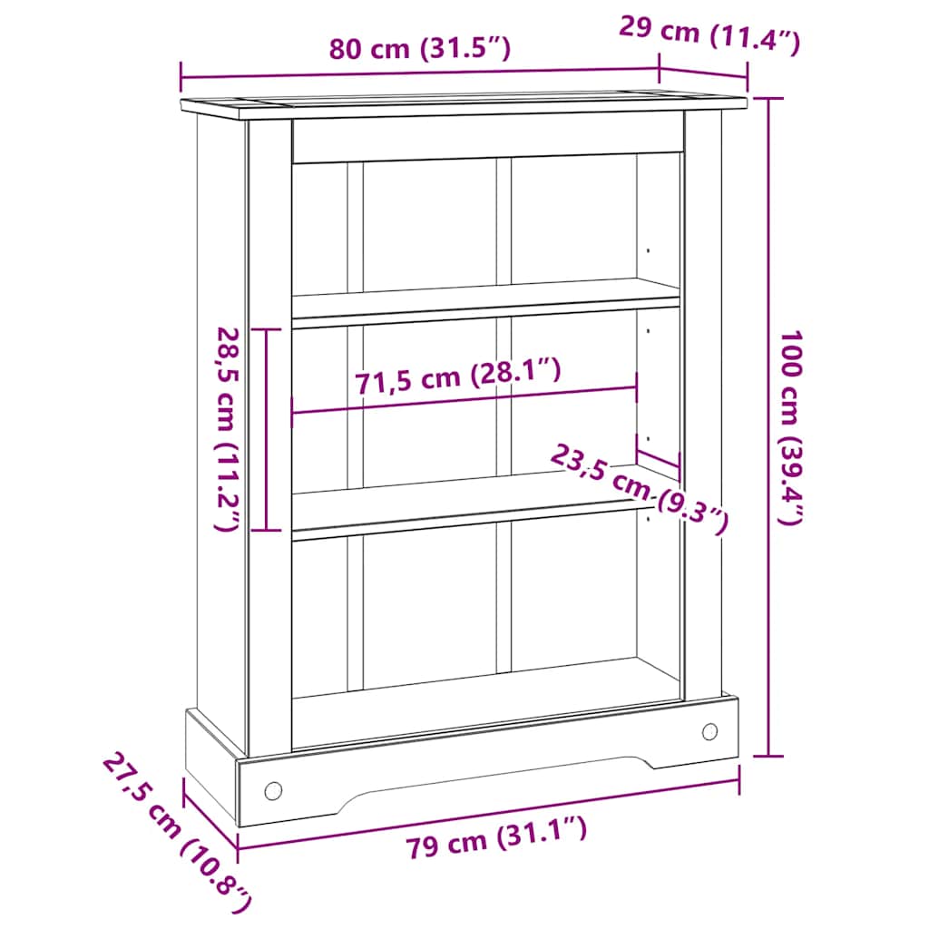 Estante 3 prateleiras Corona Range pinho mexicano 80x29x100 cm