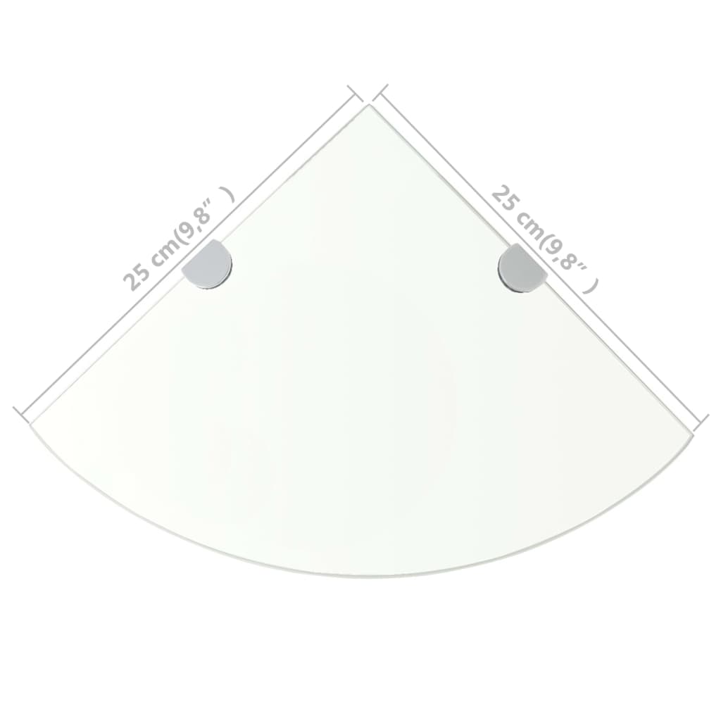 Prateleira canto suportes cromados vidro transparente 25x25cm