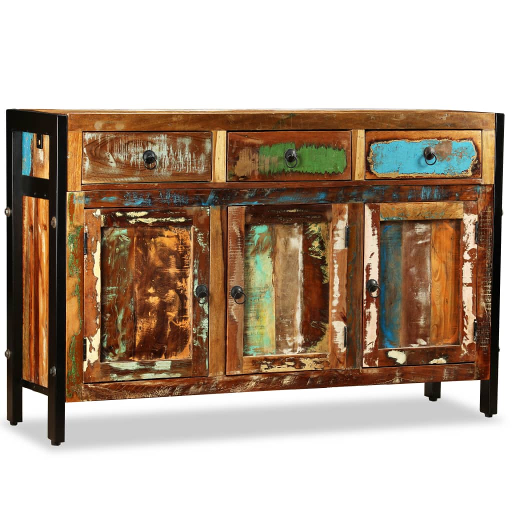 Aparador de madeira reciclada maciça 120x35x76 cm