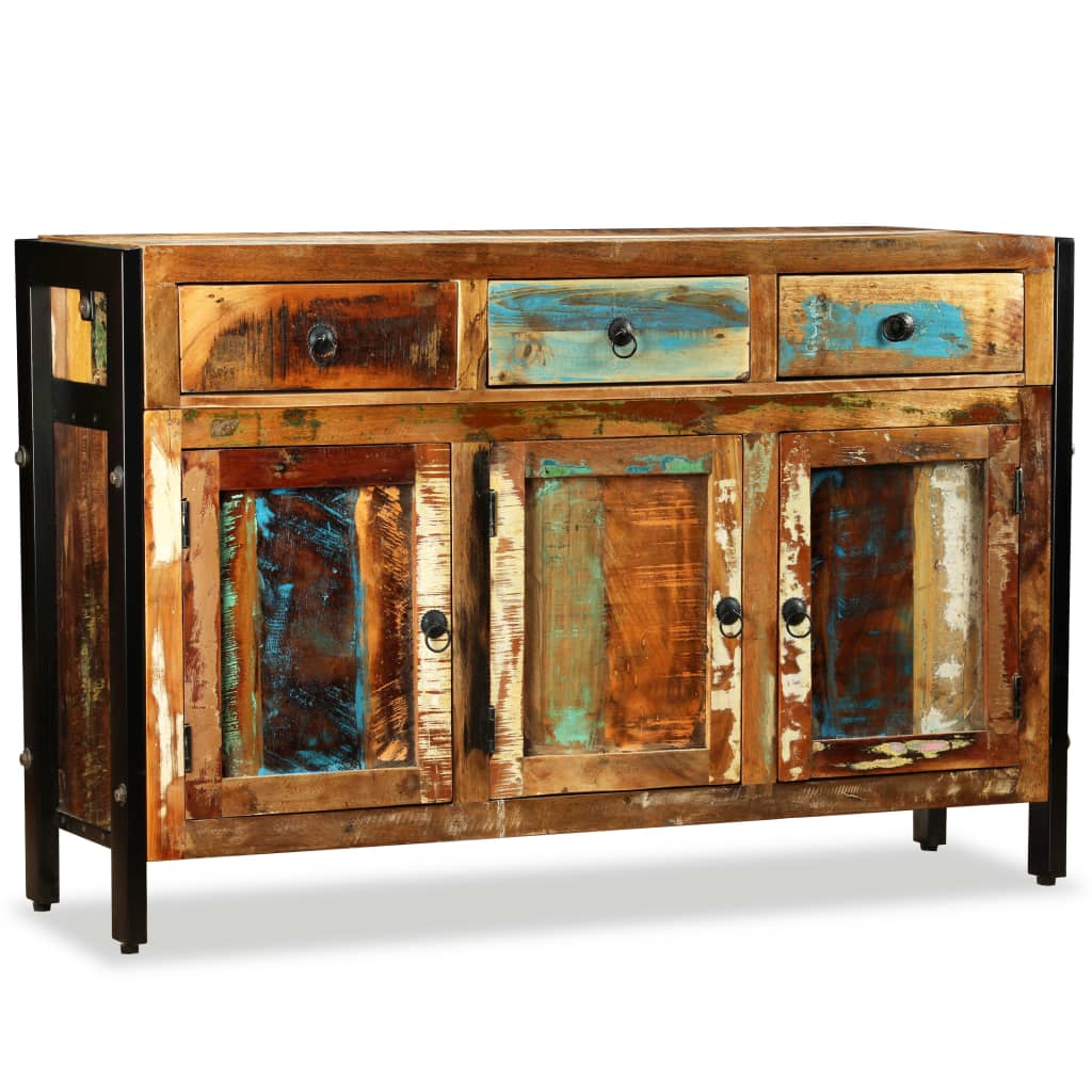 Aparador de madeira reciclada maciça 120x35x76 cm